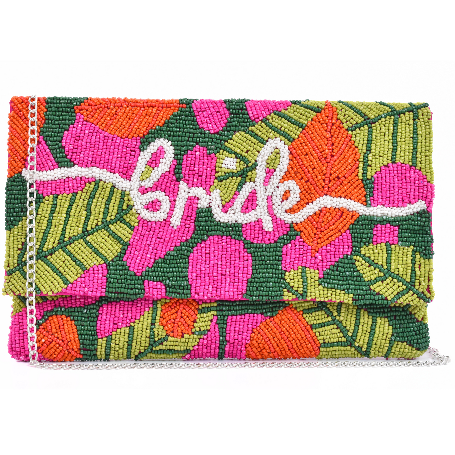 Pink Green Beaded Brid Handbag Clutch, Bride Purse Gift BAG0005