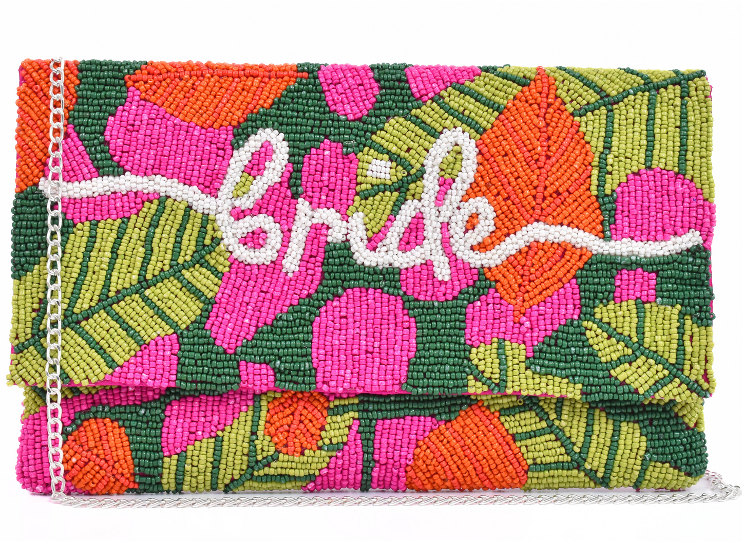 Pink Green Beaded Brid Handbag Clutch, Bride Purse Gift BAG0005