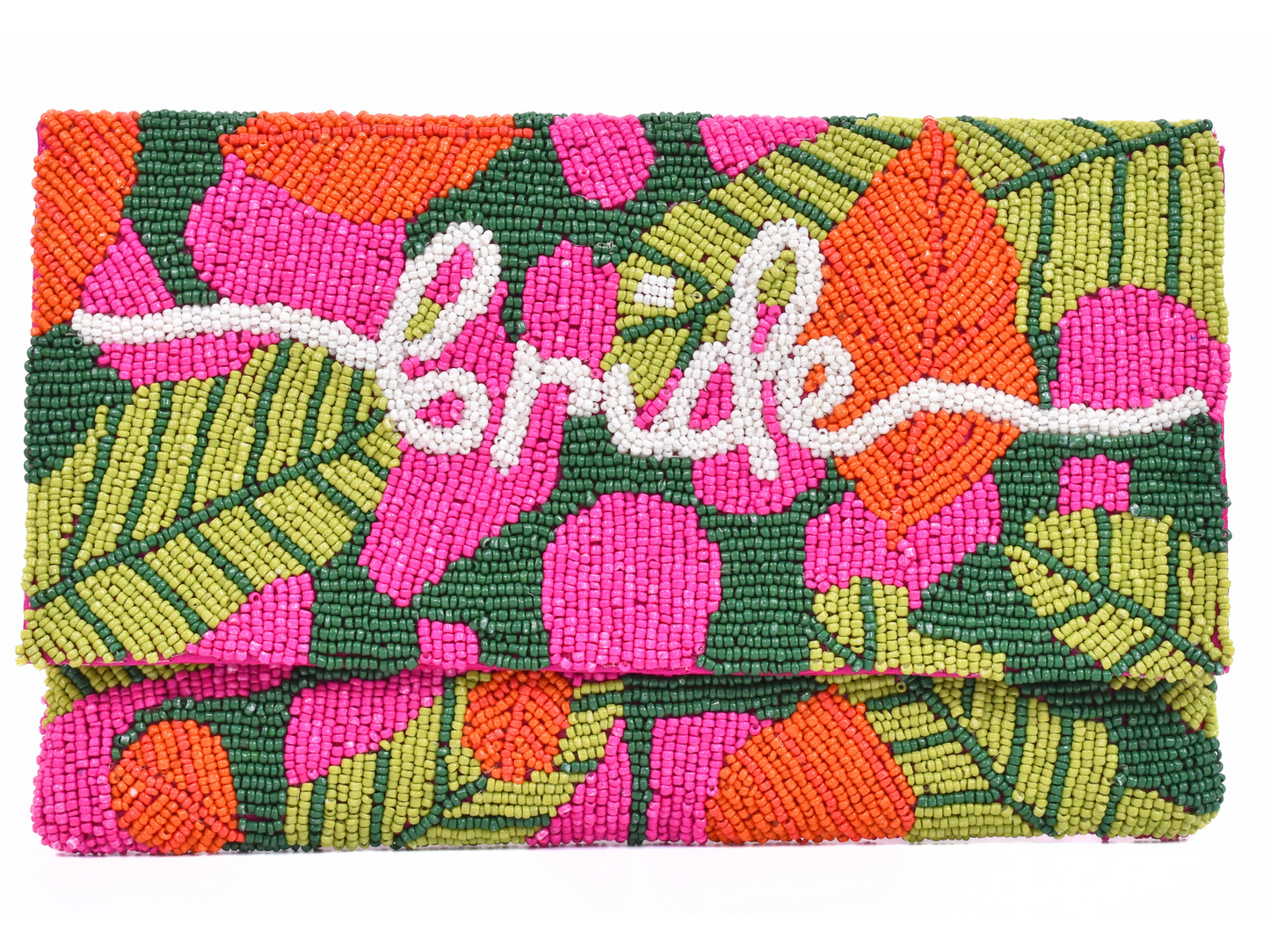 Pink Green Beaded Brid Handbag Clutch, Bride Purse Gift BAG0005