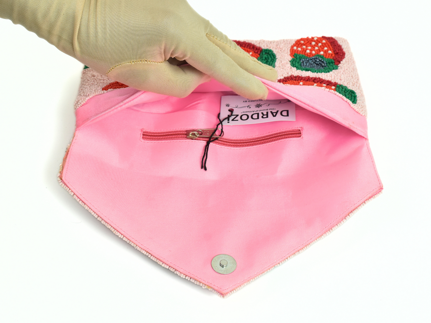 Pink Strawberry Handbag Clutch, Orange Purse Gift BAG0014