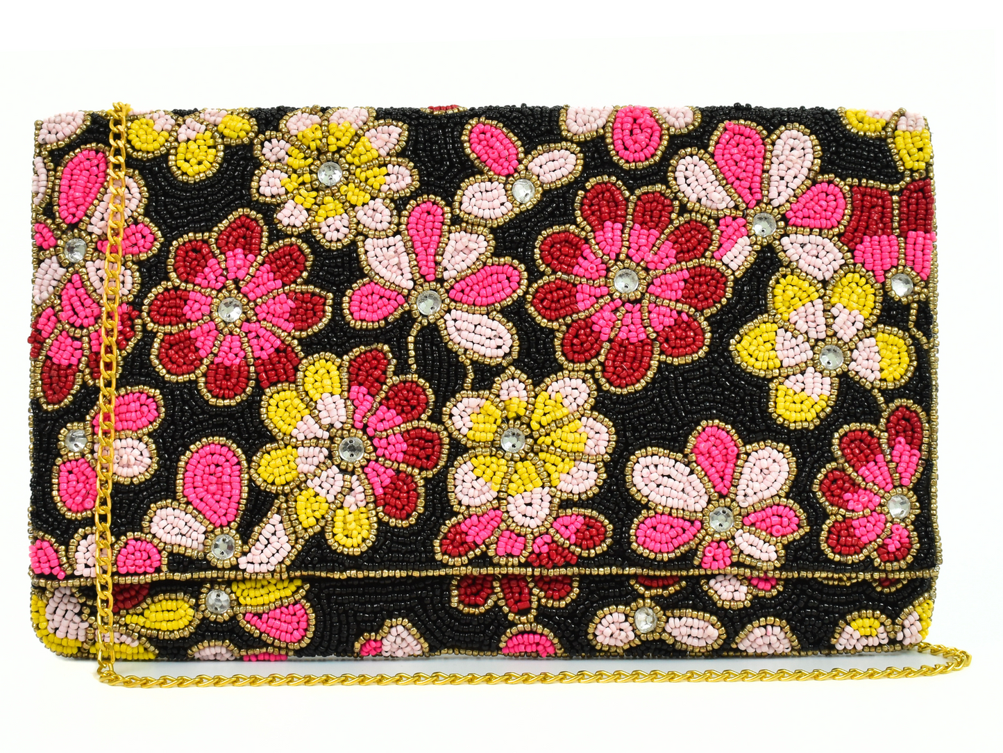 Multicolor floral Handbag Clutch, Beaded Party Purse Bag, BAG0008