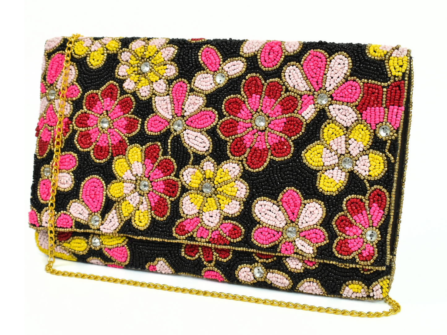 Multicolor floral Handbag Clutch, Beaded Party Purse Bag, BAG0008