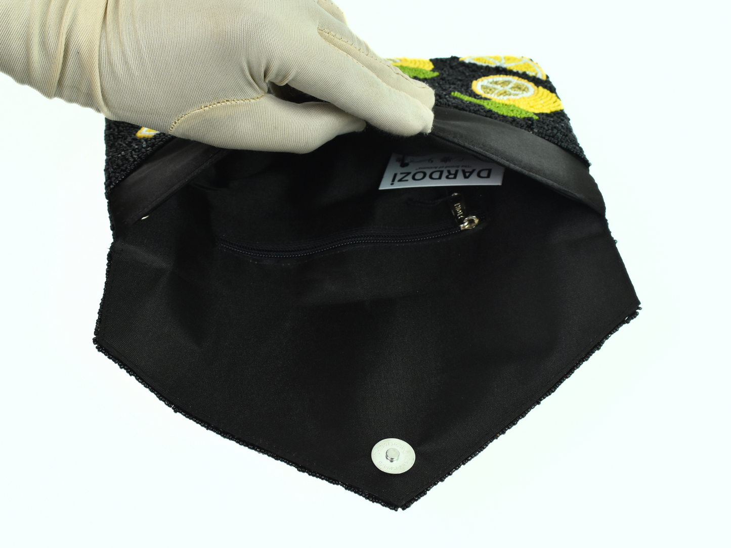 Black Lemon Handbag Clutch, Summer Purse, Gift BAG0011