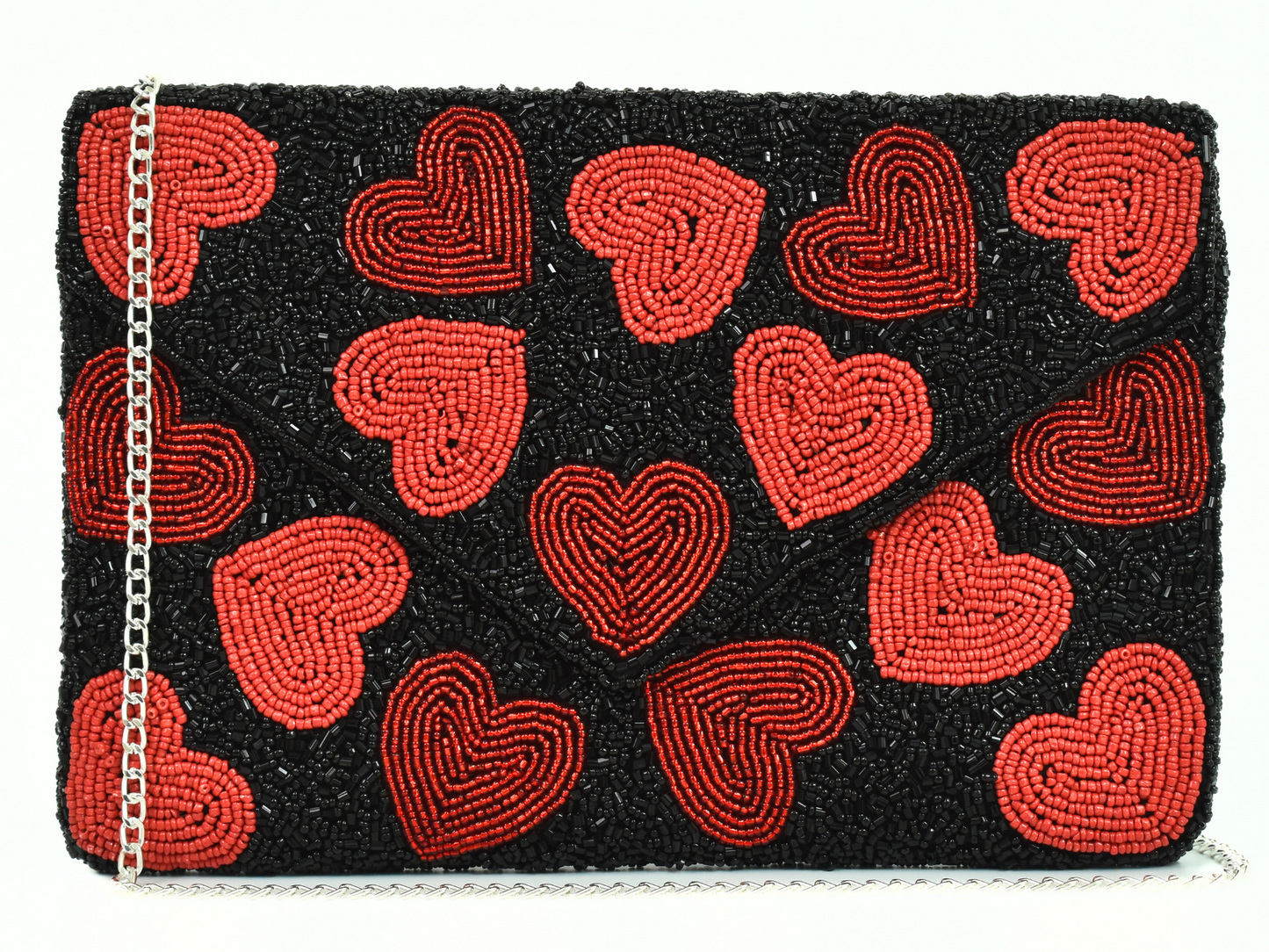 Valentine Beaded Handbag Clutch, Beaded Heart Purse, Gift BAG0012