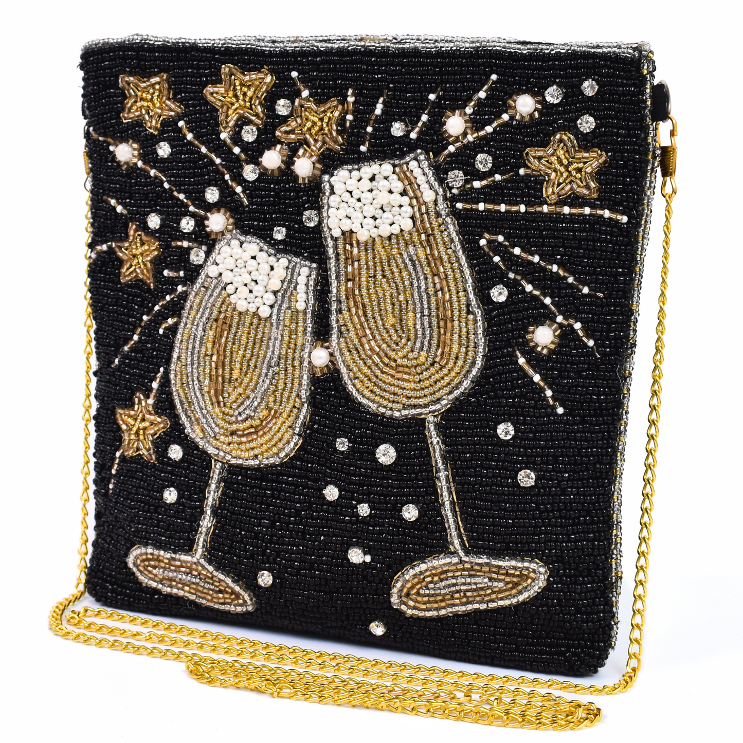Black Champagne Handbag Clutch Crossbody Purse Gift BAG0053