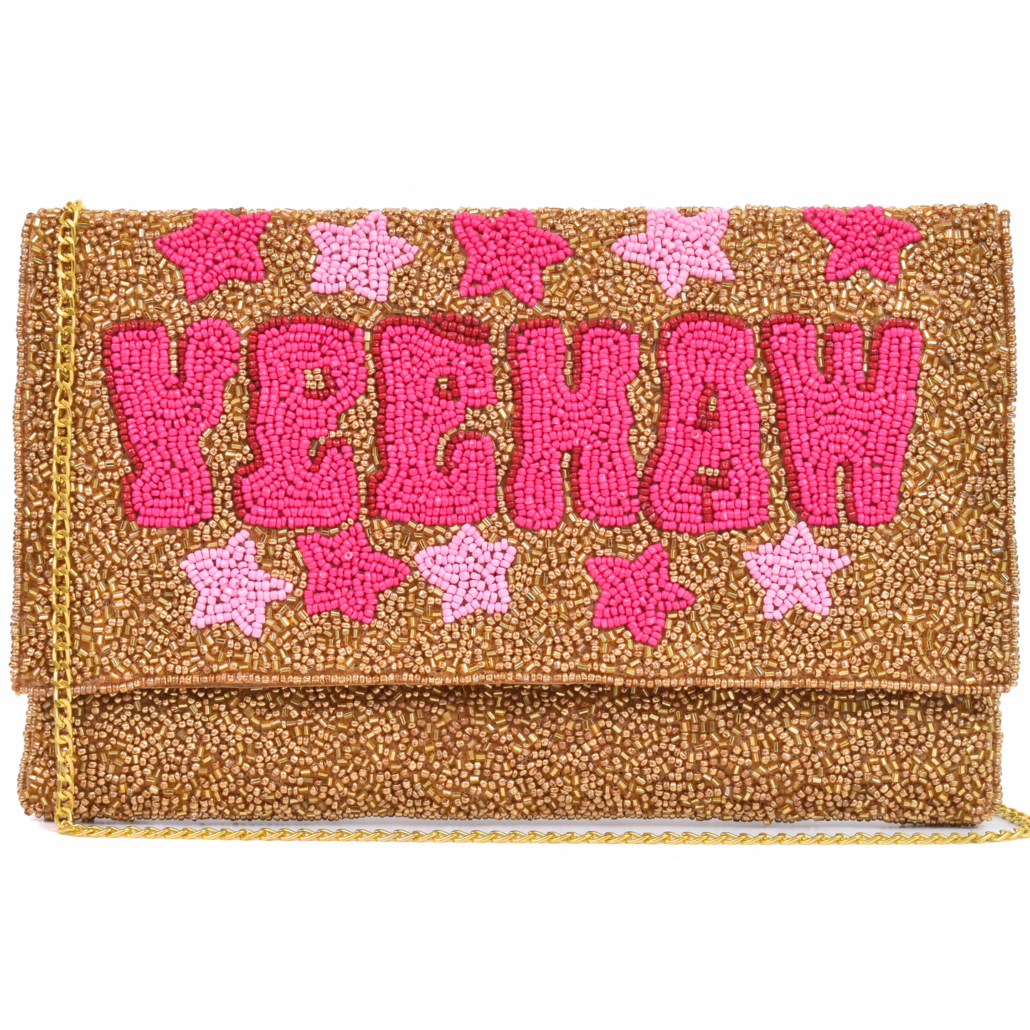 YEEHAW Gold Beaded Handbag Clutch, Crossbody Purse Gift BAG0030