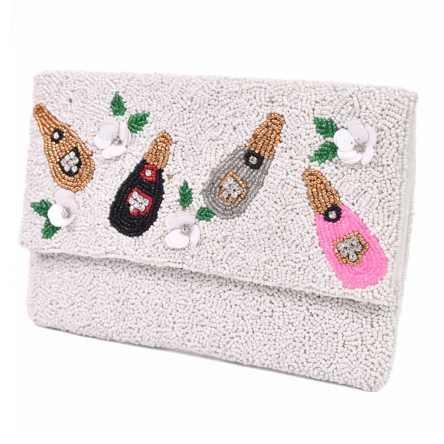 White Champagne Handbag Clutch, Crossbody Purse Gift BAG0043