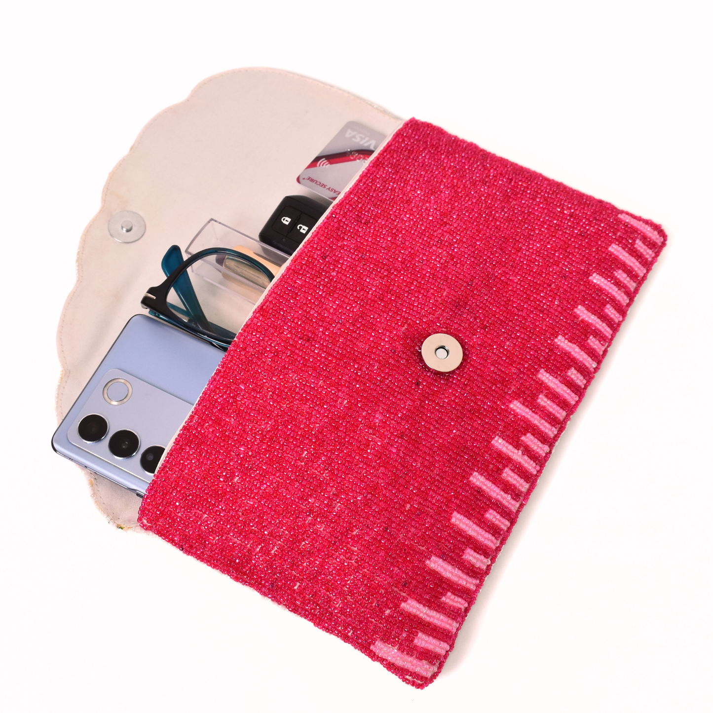 Pink Leaf Handbag Clutch, Crossbody Purse Gift BAG0076