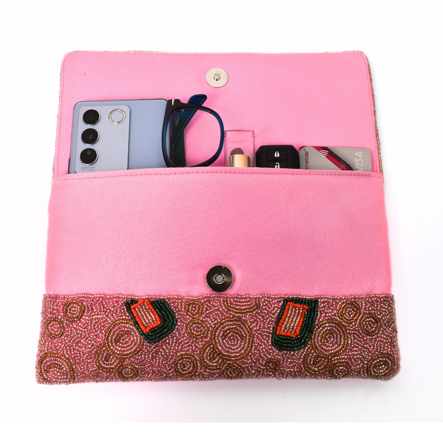 Pink Champagne Handbag Clutch, Crossbody Purse Gift BAG0060