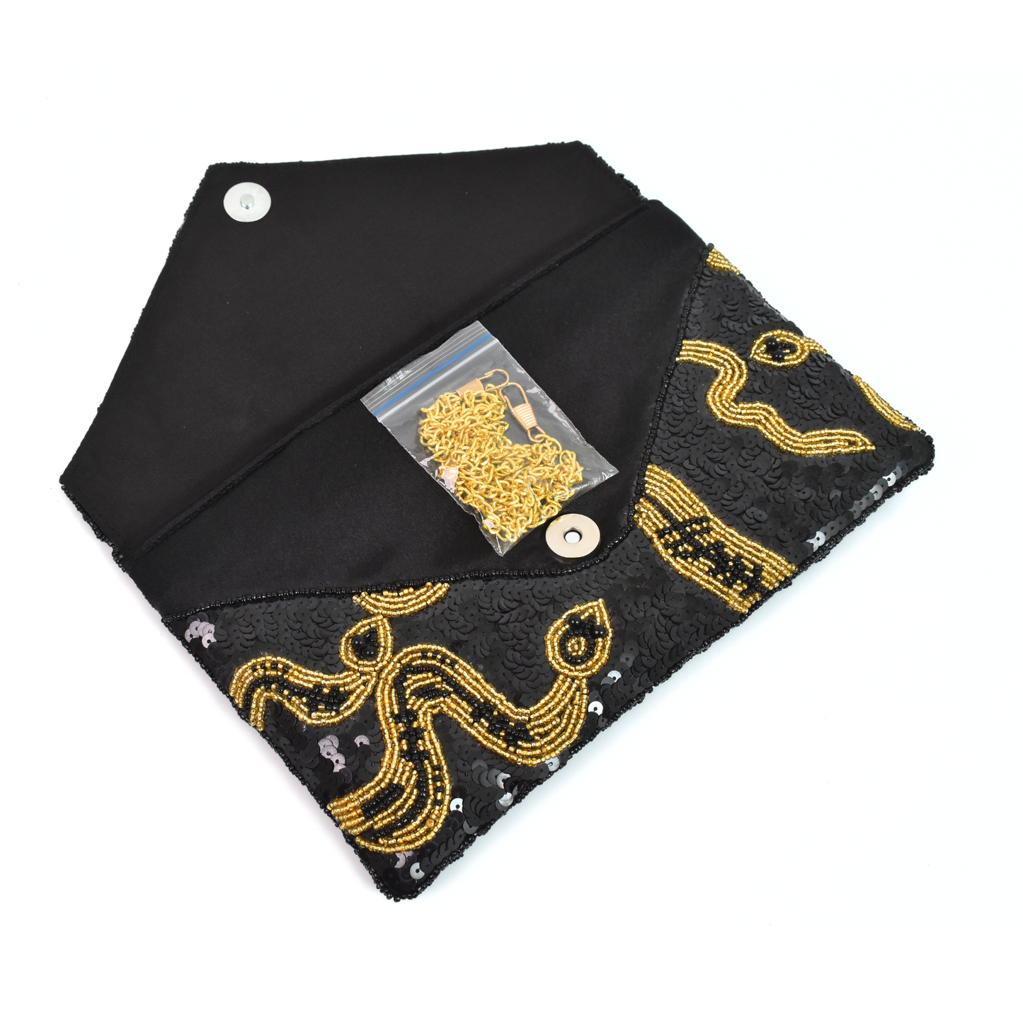 Black Gold Snake Handbag Clutch, Crossbody Purse Gift BAG0033