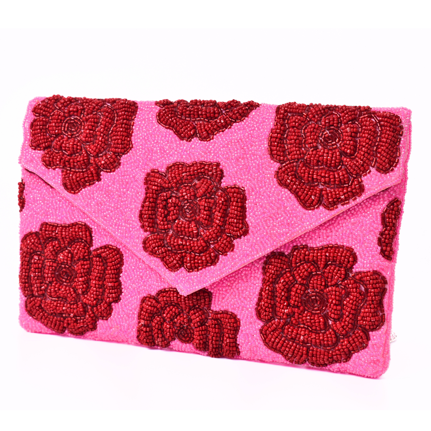 Pink Red Rose Handbag Clutch, Crossbody Purse Gift BAG0082