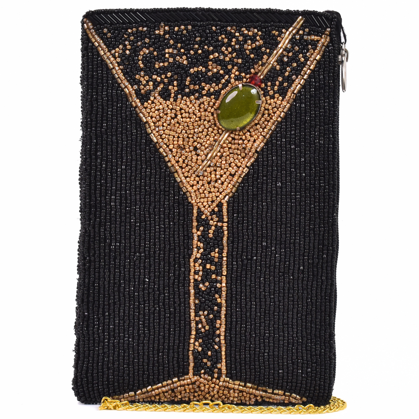 Black Gold Olive Cocktail Womens Crossbody Phone Bag Purse Gift BAG0047