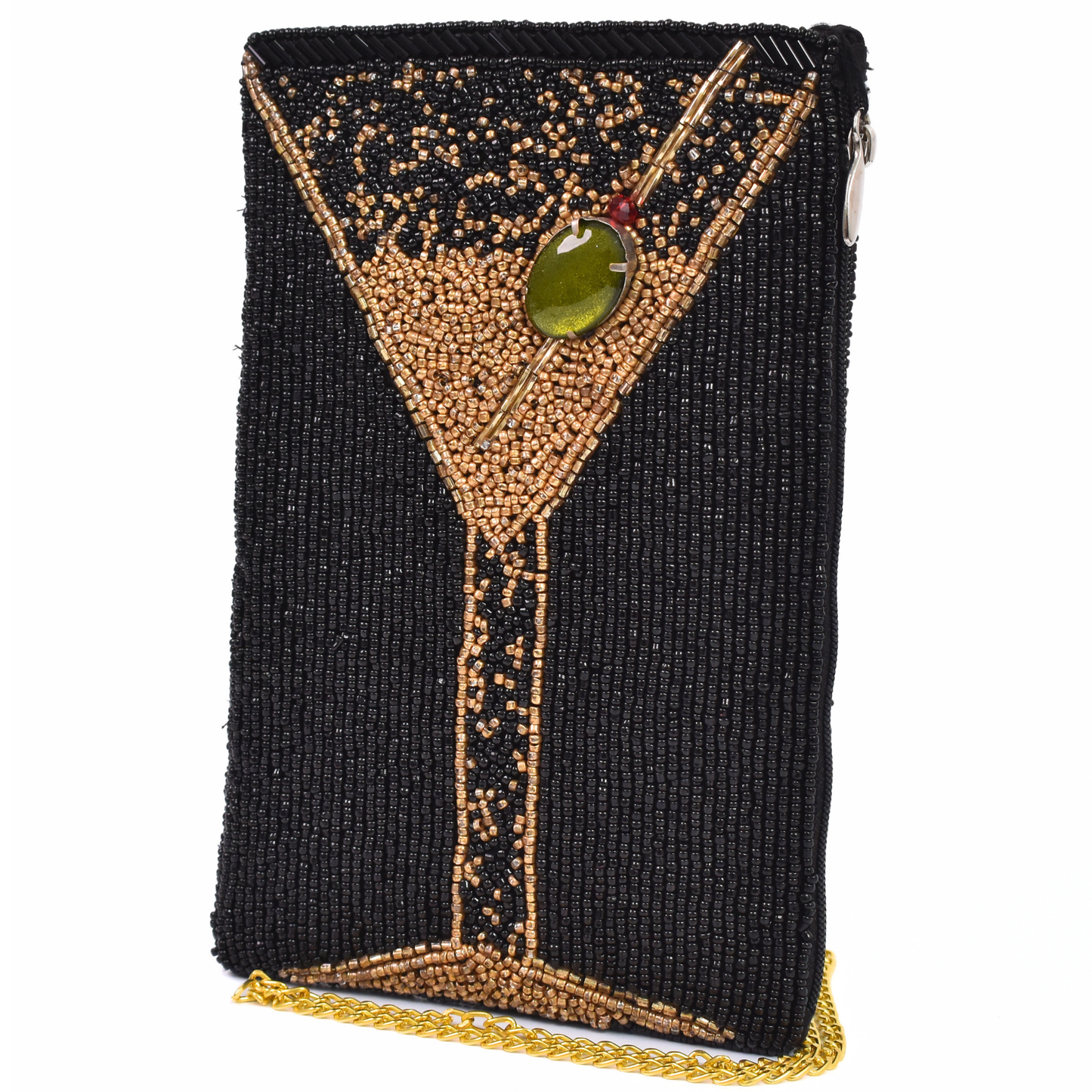 Black Gold Olive Cocktail Womens Crossbody Phone Bag Purse Gift BAG0047