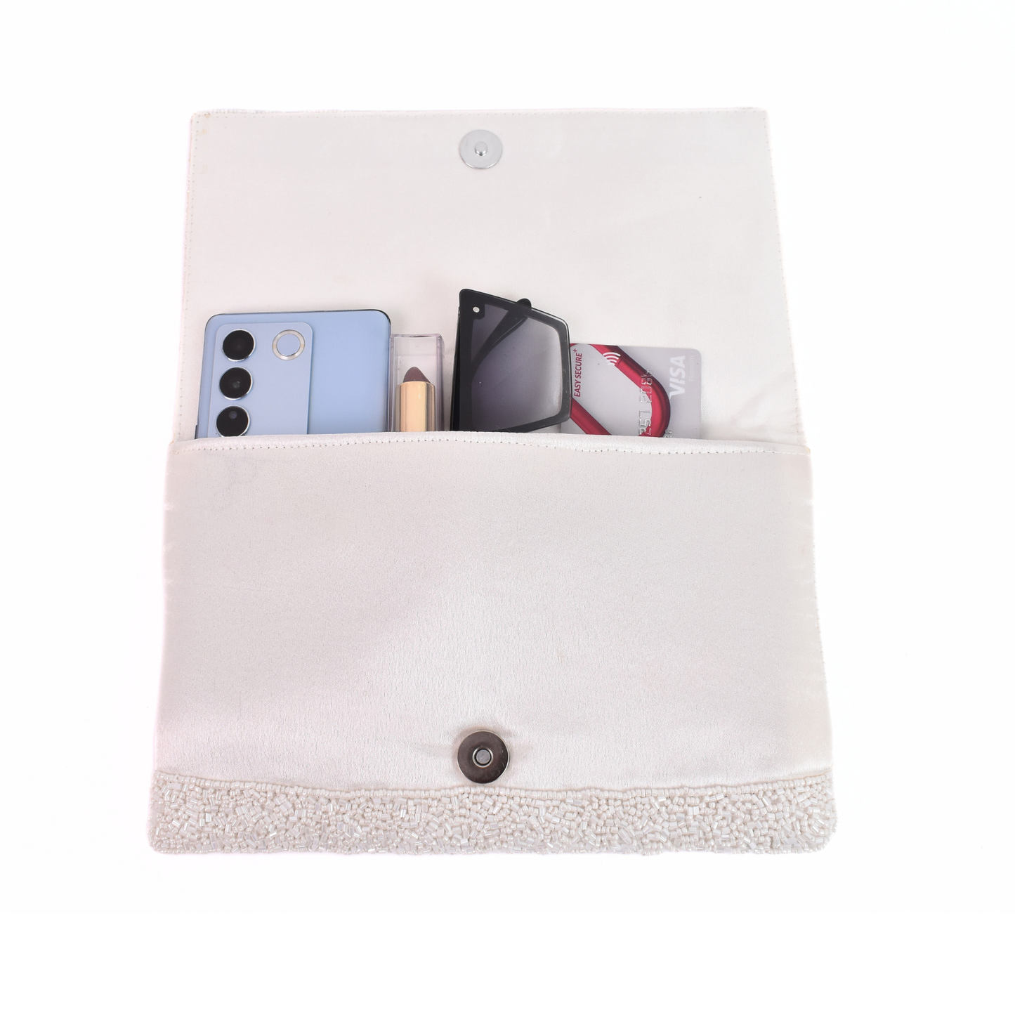 White Gold Bridal Handbag Clutch, Crossbody Purse Gift BAG0031