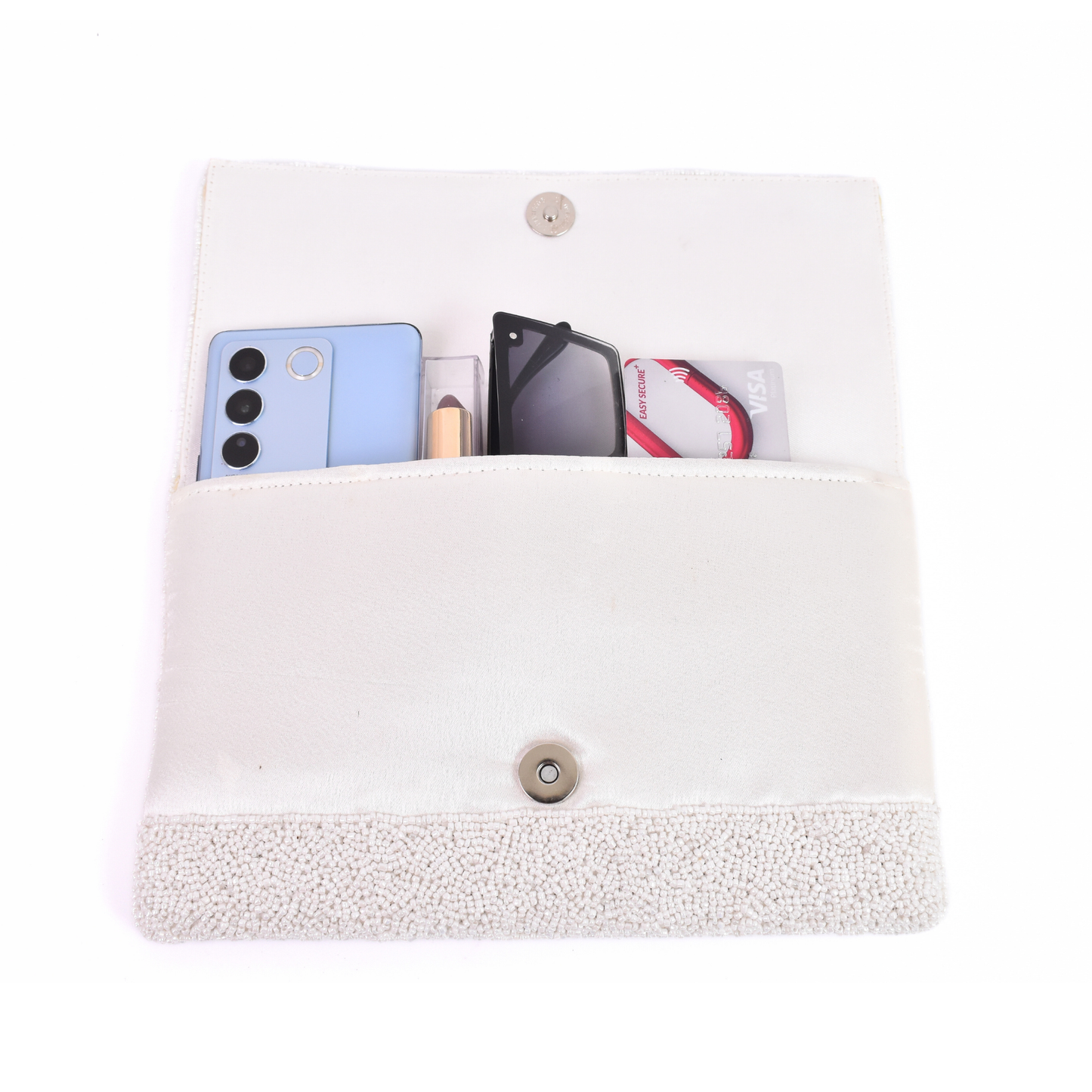 White Multicolor Tongue Handbag Clutch, Crossbody Purse Gift BAG0029