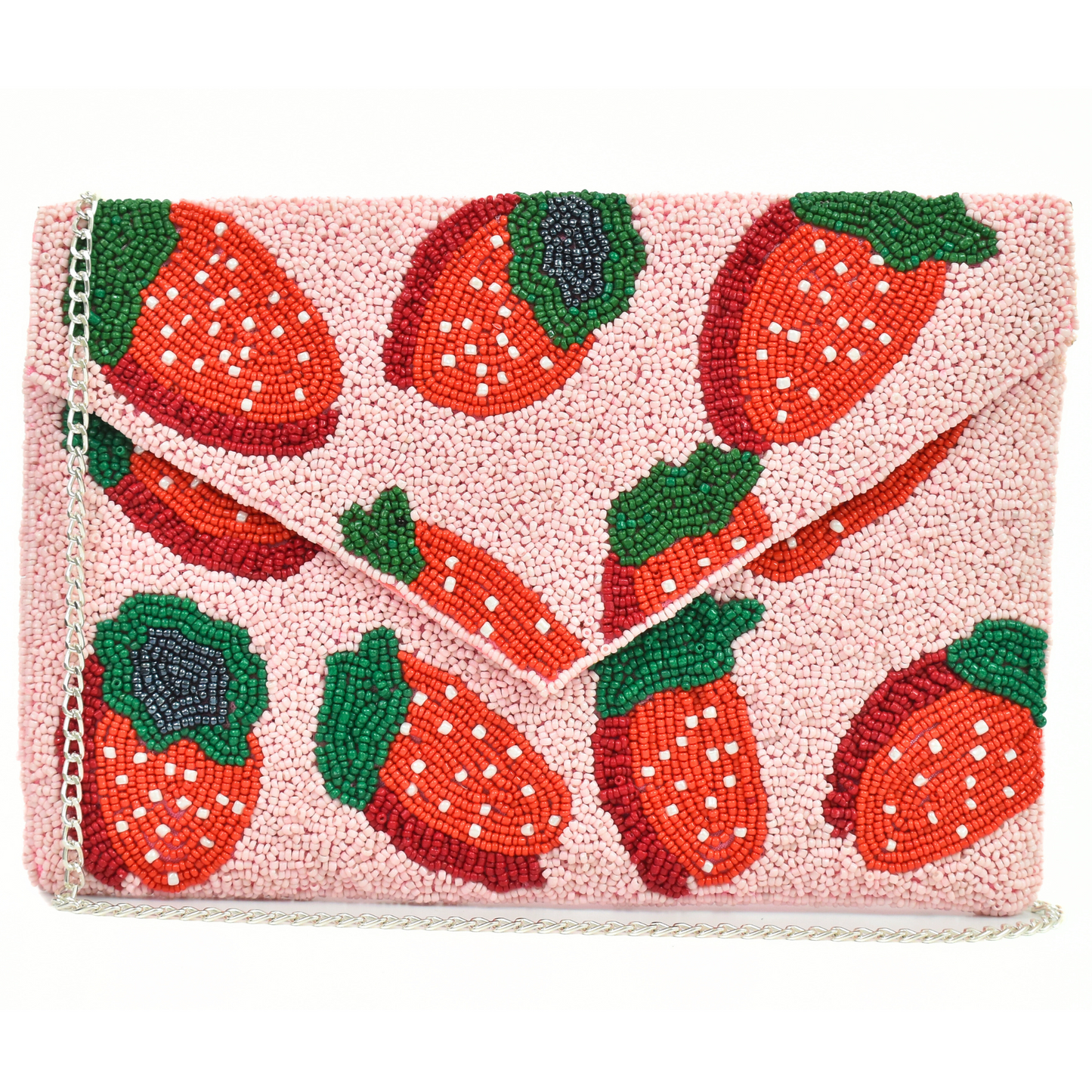 Pink Strawberry Handbag Clutch, Orange Purse Gift BAG0014