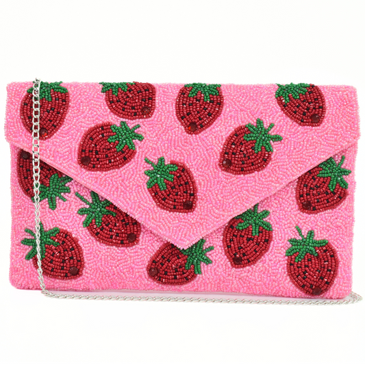 Pink Strawberry Handbag Clutch, Party Purse Gift BAG0015