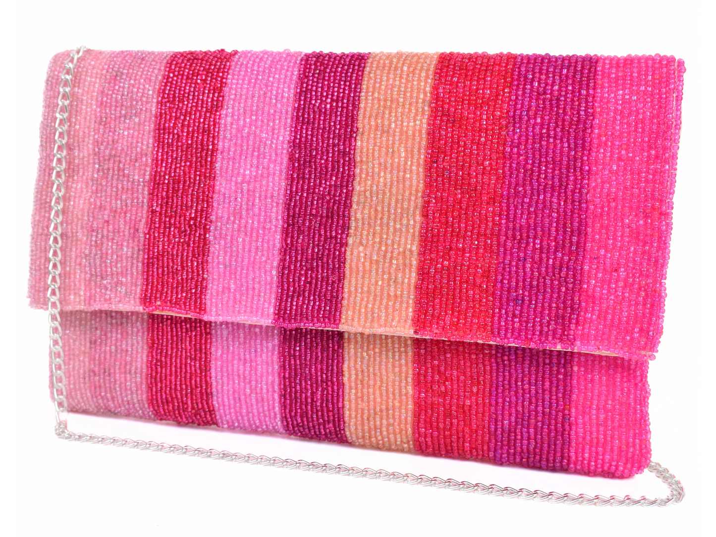 Pink Beaded Handbag Clutch, Party Purse Bag, BAG0004