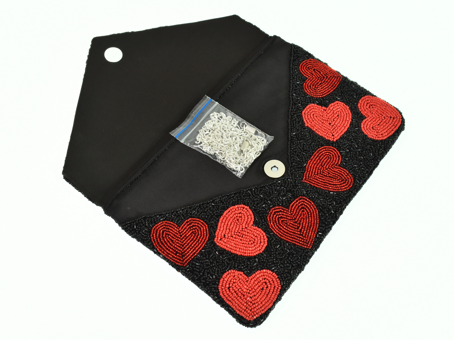 Valentine Beaded Handbag Clutch, Beaded Heart Purse, Gift BAG0012