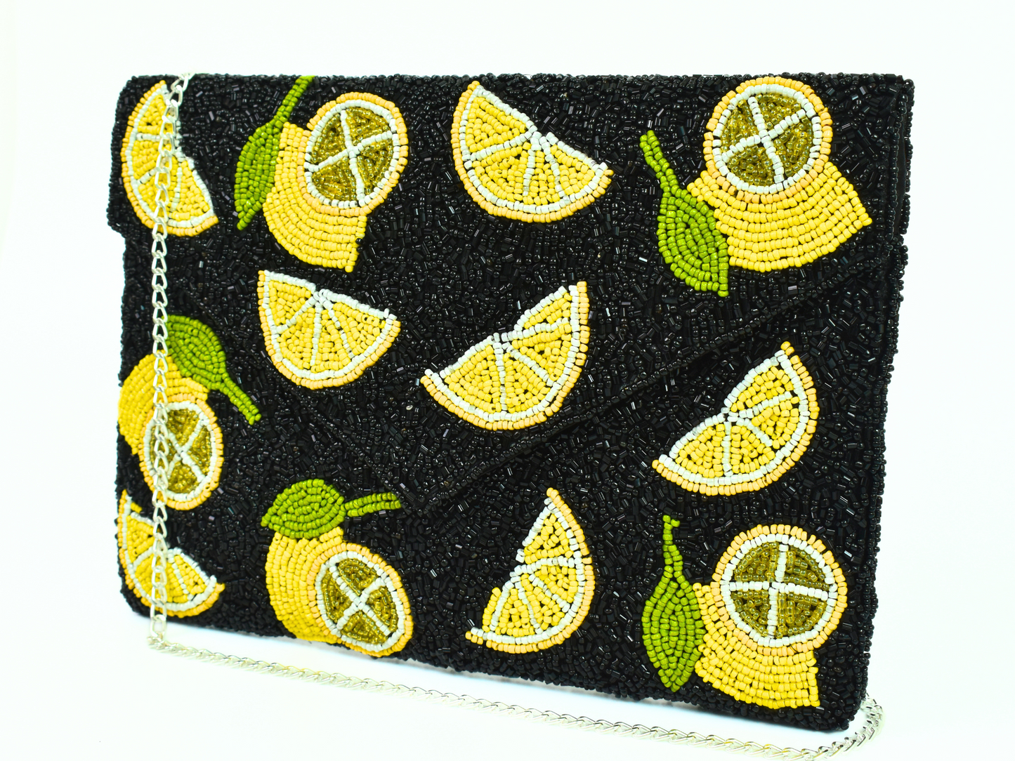 Black Lemon Handbag Clutch, Summer Purse, Gift BAG0011