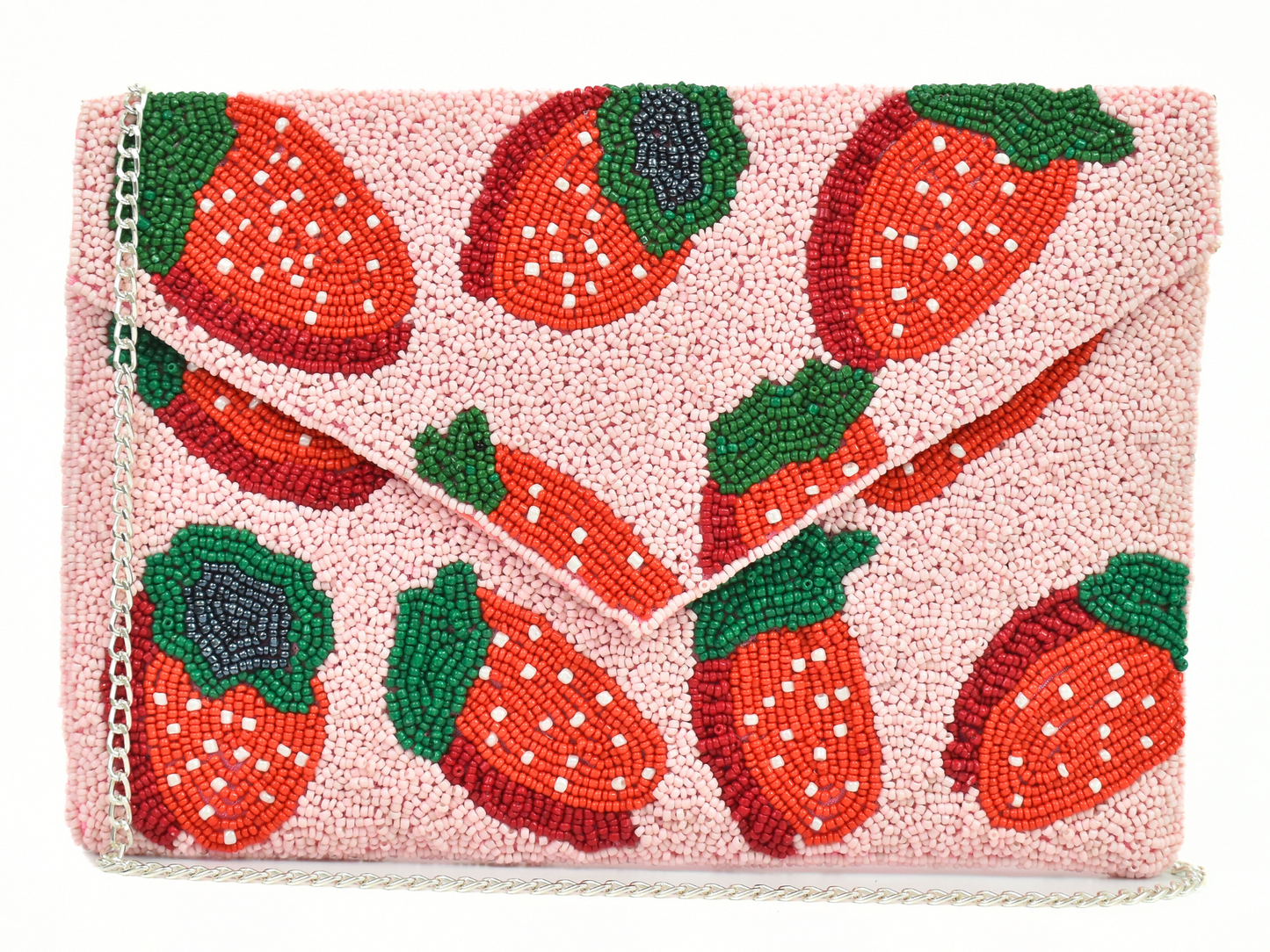 Pink Strawberry Handbag Clutch, Orange Purse Gift BAG0014