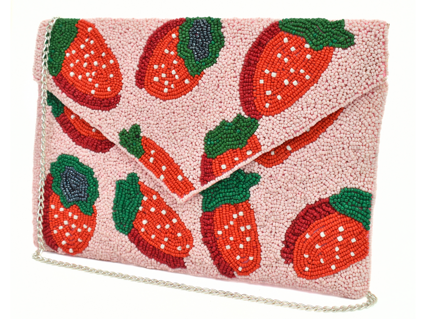 Pink Strawberry Handbag Clutch, Orange Purse Gift BAG0014