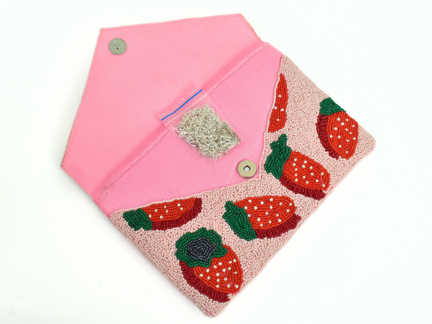 Pink Strawberry Handbag Clutch, Orange Purse Gift BAG0014