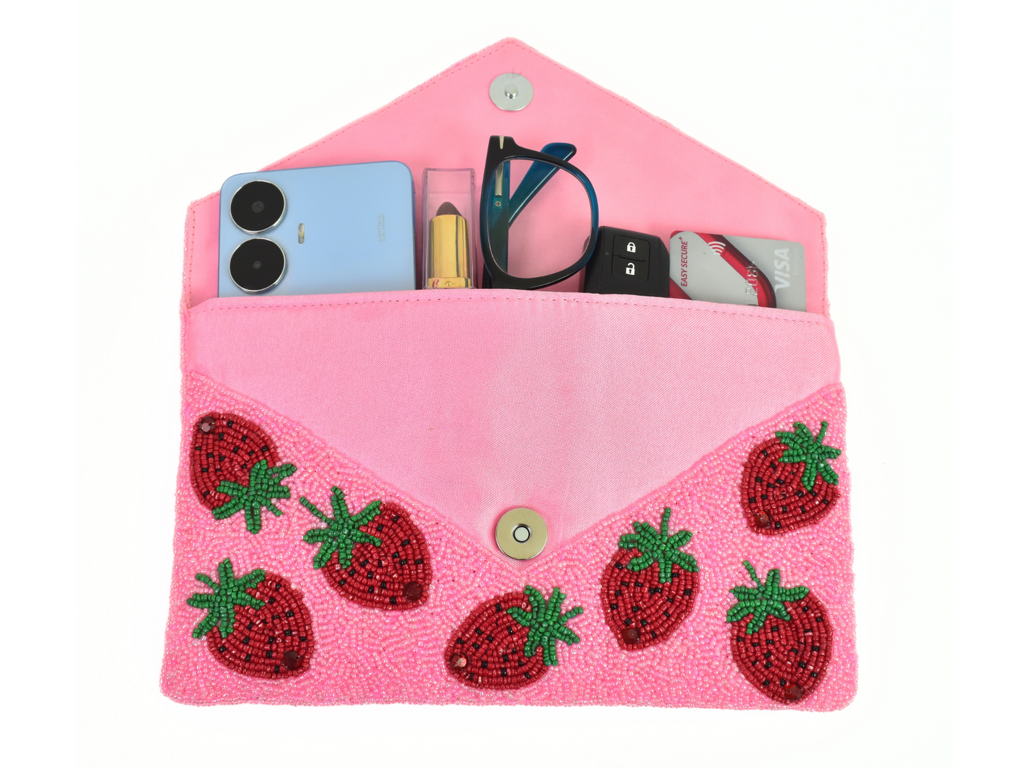 Pink Strawberry Handbag Clutch, Party Purse Gift BAG0015