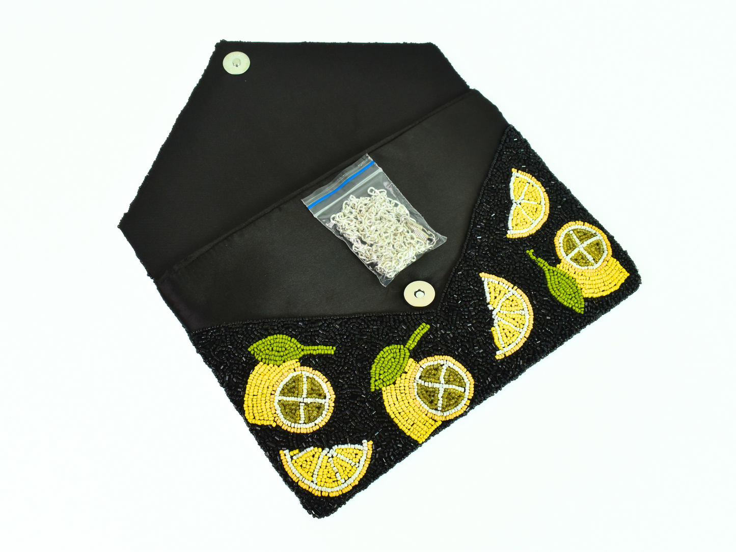 Black Lemon Handbag Clutch, Summer Purse, Gift BAG0011