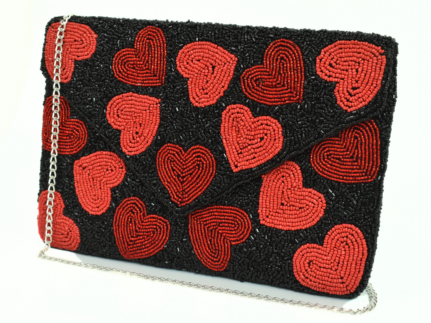 Valentine Beaded Handbag Clutch, Beaded Heart Purse, Gift BAG0012