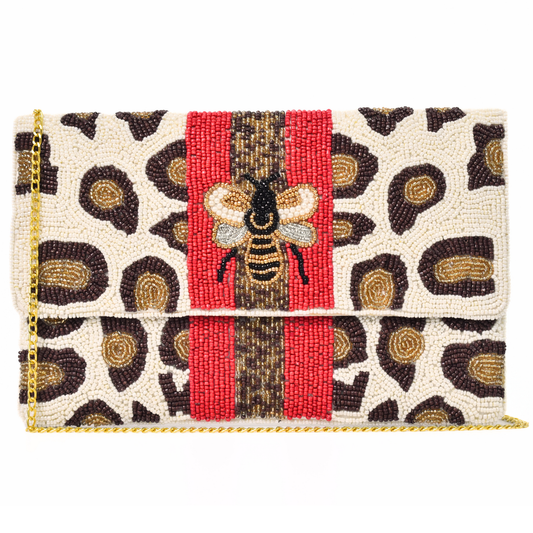 Beaded Bee Handbag Clutch, Crossbody Purse Gift BAG0064