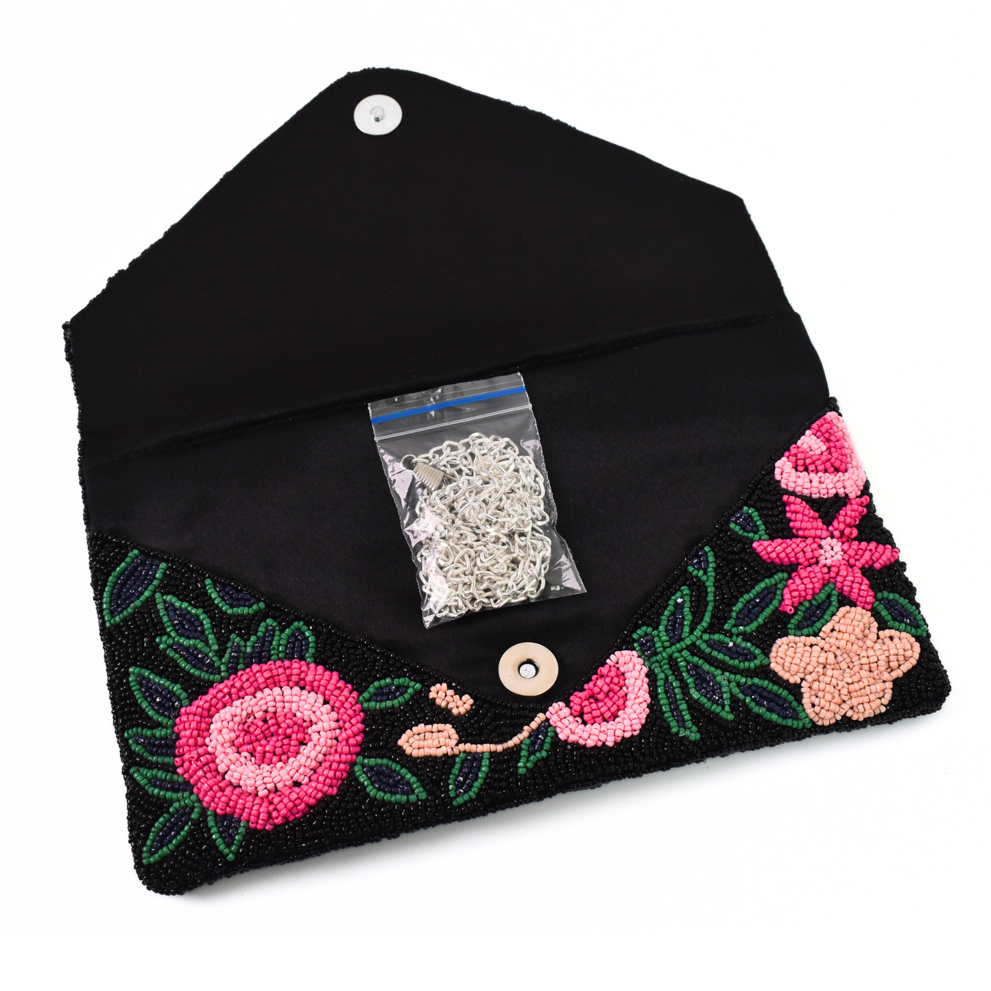 Black Floral Handbag Clutch, Crossbody Purse Gift BAG0071