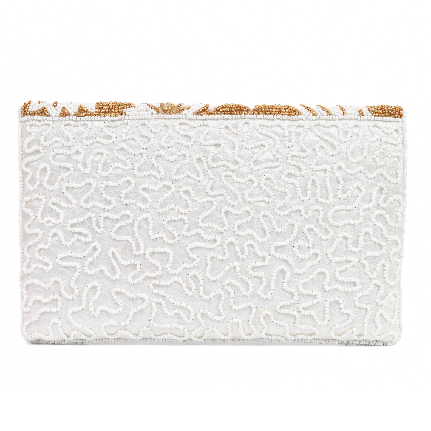 White Flowers Gold Handbag Clutch, Crossbody Purse, Gift BAG0025