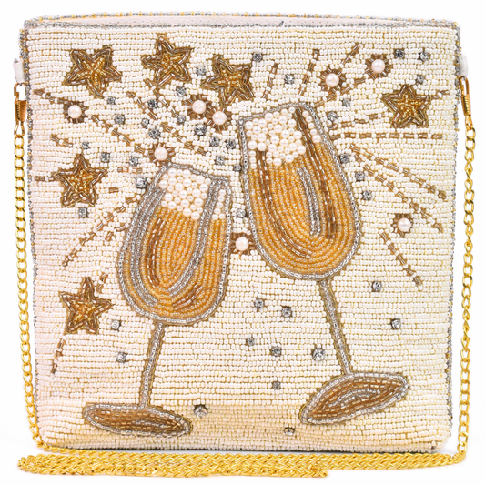 Ivory Champagne Handbag Clutch Crossbody Purse Gift BAG0054