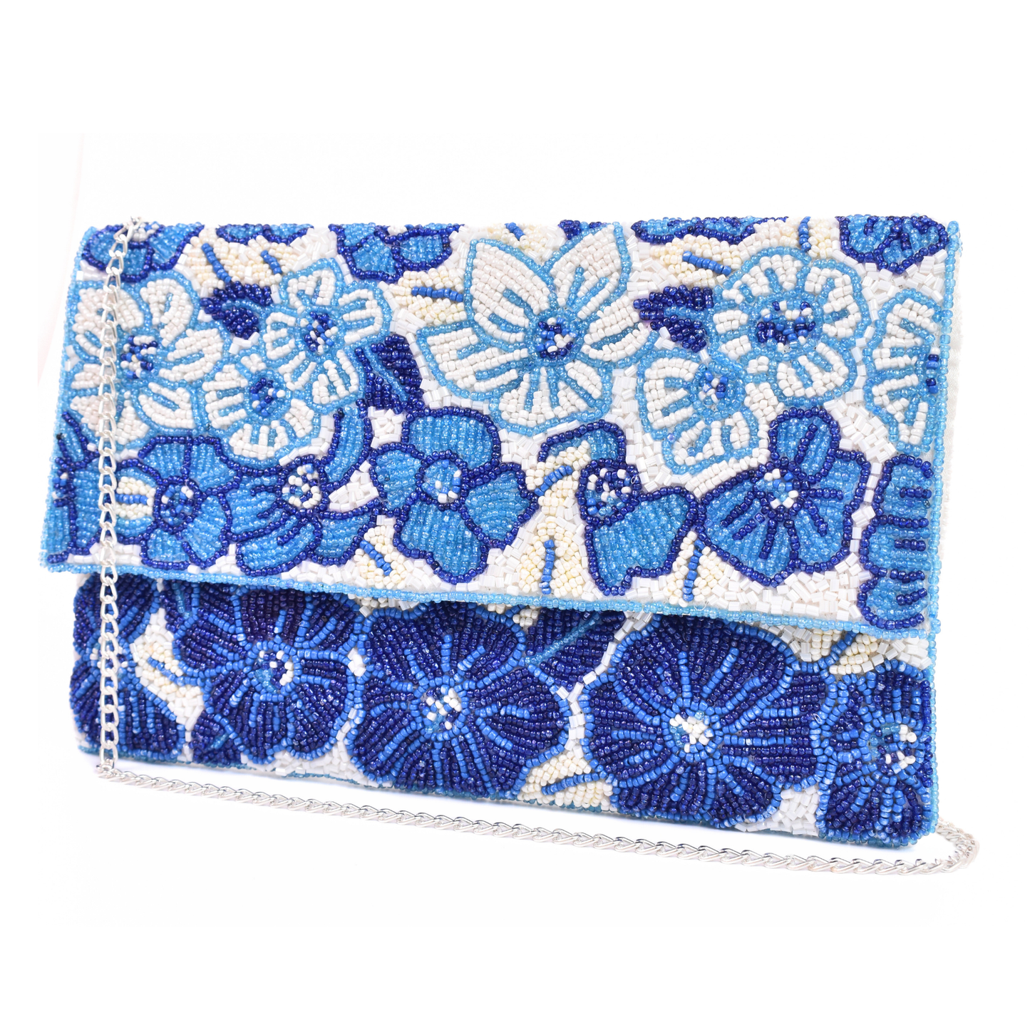 Blue Floral Handbag Clutch, Crossbody Bag Purse, Gift BAG0018