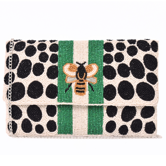 Beaded Bee Handbag Clutch, Crossbody Purse Gift BAG0062