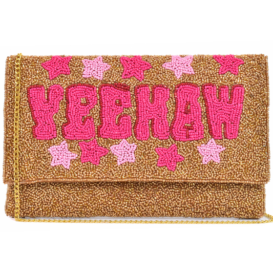 YEEHAW Gold Beaded  Handbag Clutch, Crossbody Purse Gift BAG0030