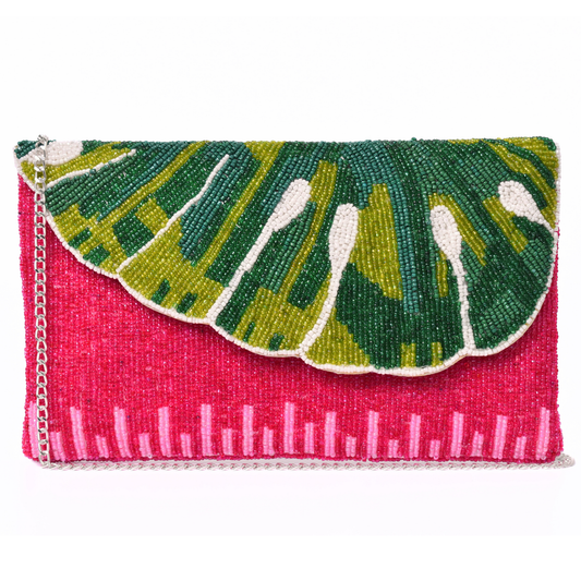 Pink Leaf Handbag Clutch, Crossbody Purse Gift BAG0076