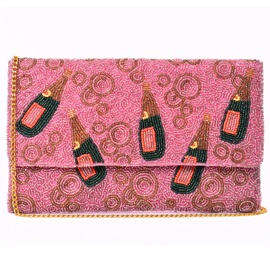 Pink Champagne Handbag Clutch, Crossbody Purse Gift BAG0060