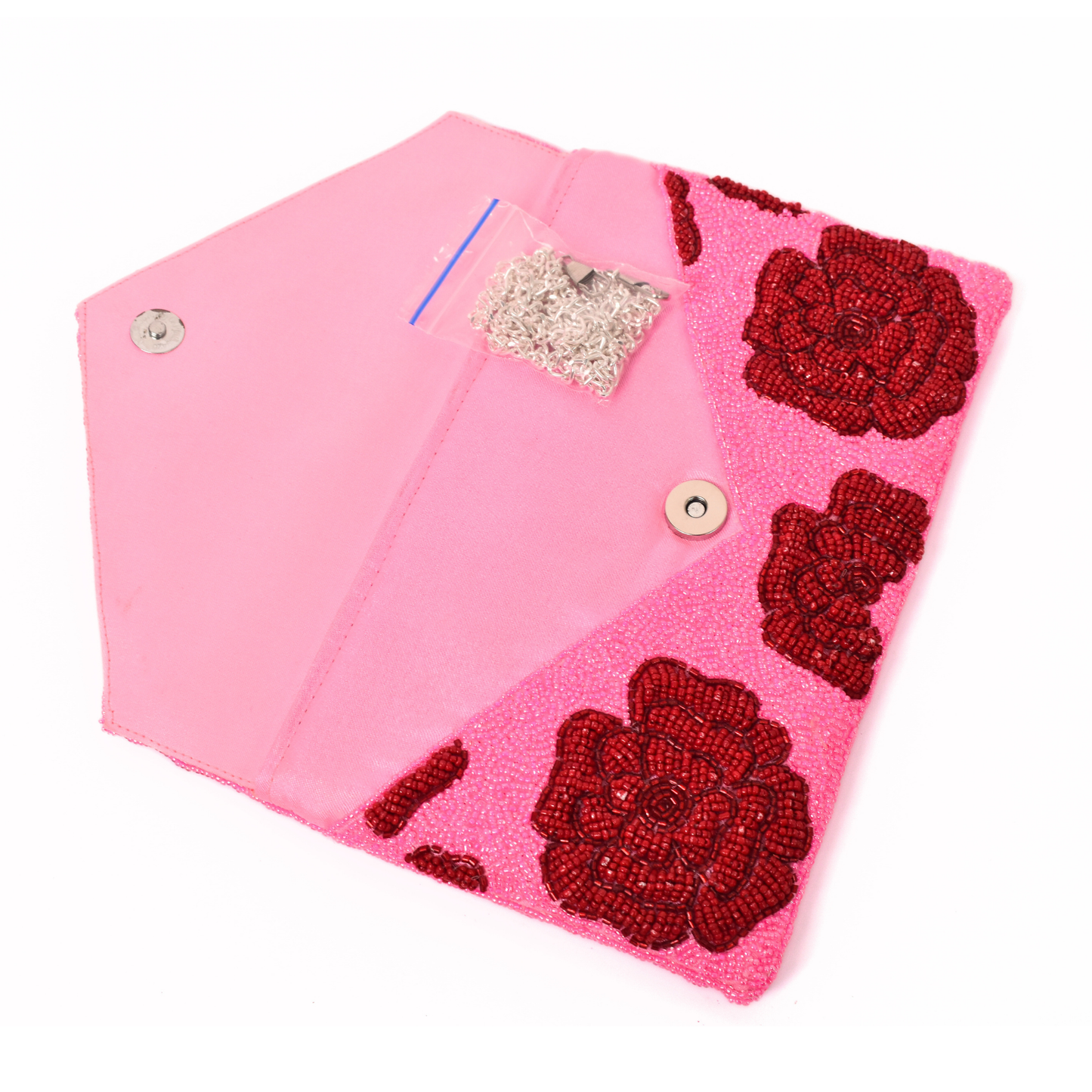 Pink Red Rose Handbag Clutch, Crossbody Purse Gift BAG0082