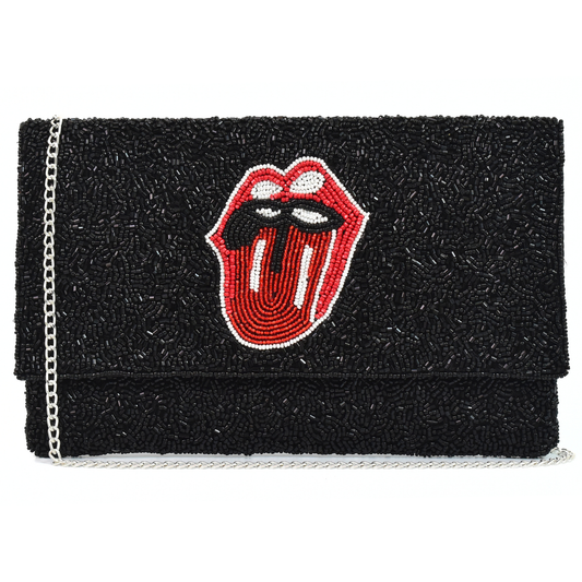 Black Red Tongue Handbag Clutch, Crossbody Purse Gift BAG0035