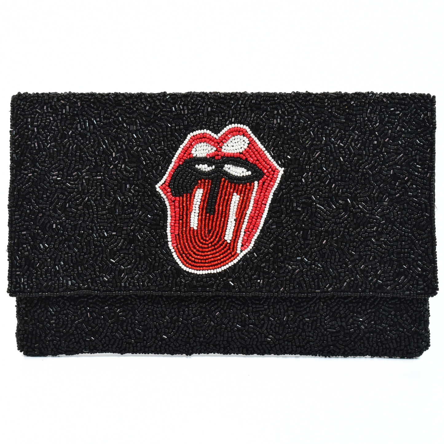 Black Red Tongue Handbag Clutch, Crossbody Purse Gift BAG0035