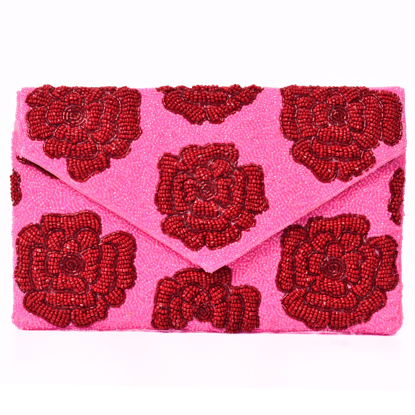 Pink Red Rose Handbag Clutch, Crossbody Purse Gift BAG0082