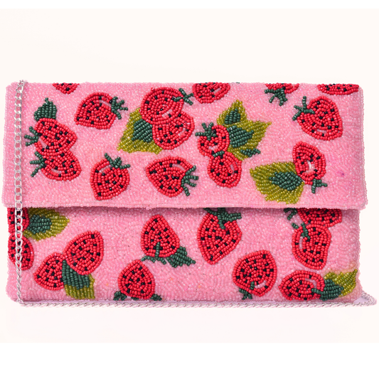 Pink Strawberry Handbag Clutch, Crossbody Purse Gift BAG0075