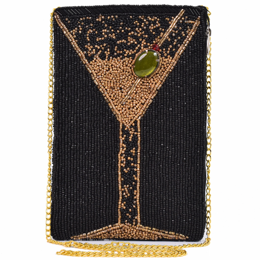 Black Gold Olive Cocktail Womens Crossbody Phone Bag Purse Gift BAG0047