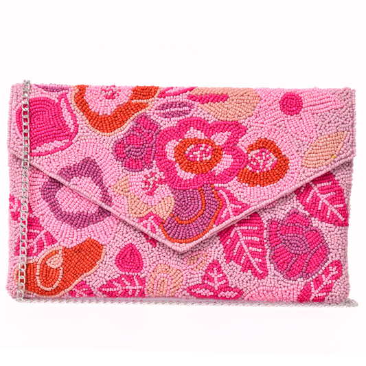 Pink Floral Handbag Clutch, Crossbody Purse Gift BAG0067